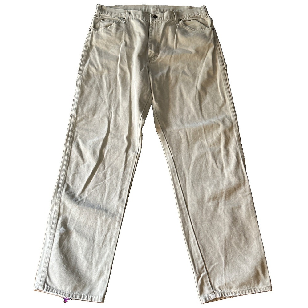 Dickies Carpenter Pants Mens Size 36x34 Tan Canvas Utility Workwear